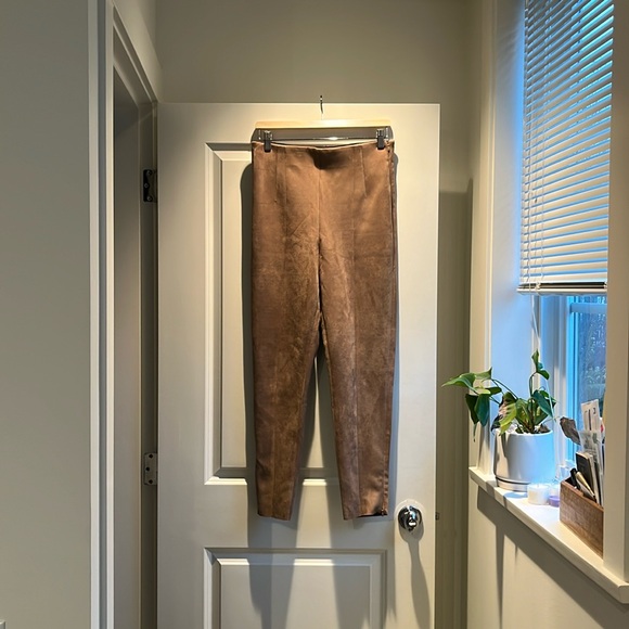 Camel faux suede cigarette pants - Picture 2 of 5